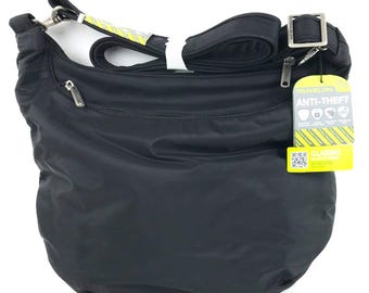 Bolsa Hobo Clássica Leve e Leve Antifurto com RFID Travelon, Preta 42857