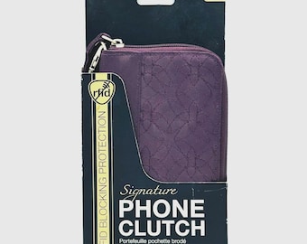 Travelon Signature RFID Blocking Phone Clutch Wallet Purse Wristlet Plum Purple