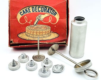 Lorraine Novelty Mfg Co - Juego de 6 puntas para decorar tartas de aluminio (caja original vintage)