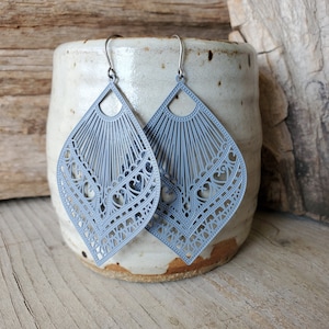 Delicate Design Earrings, Titanium Hooks, Sensitive Ears, Hypoallergenic, Laser Cut Design, Large Lightweight Dangle Earrings