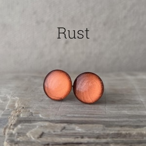 Rust Metallic Shimmer Earrings, Titanium Posts, Copper Rust Metallic Studs, Hypoallergenic Studs, Sensitive Ears