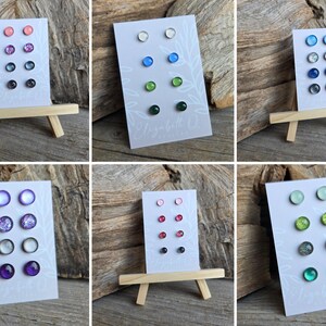 Build Your Own Custom Earring Set, Glitter Studs Gift Box 4 Pair Set, Titanium Posts, Hypollergenic, Sensitive Ears image 3