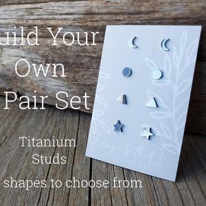 Titanium Stud Earring Set, Hypoallergenic, 4 Pair Gift Set, Minimalist Earrings, Custom Earring Set
