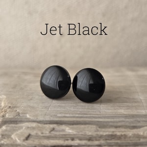 Jet Black Stud Earrings, Titanium Posts, Hypoallergenic Studs, Sensitive Ears, 3 Sizes Available