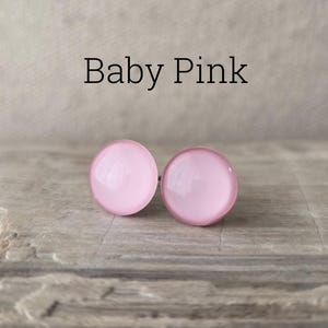 Baby Pink Stud Earrings, Titanium Posts, Hypoallergenic Studs, Sensitive Ears, Three Sizes Available