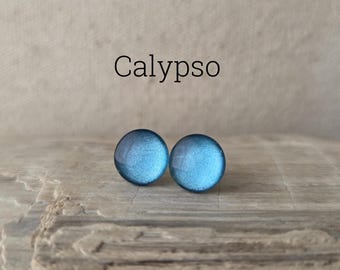 Calypso Shimmer Earrings, Titanium Posts, Sensitive Ears, Hypoallergenic Studs, Three Sizes