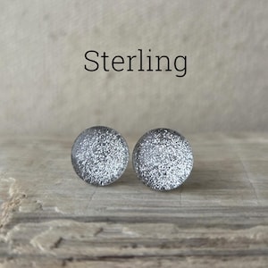 Sterling Glitter, Titanium Posts, Sensitive Ears, Silver Glitter Studs, Metallic, Hypoallergenic Studs, Super Sparkly Studs