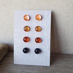 Halloween Glitter Earrings, Titanium Posts, Fall Colors, Sensitive Ears, Hypoallergenic, Earring Studs Gift Set, Choose Your Own Colors