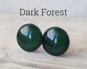 Dark Forest Stud Earrings, Titanium Posts, Hypoallergenic Studs, Sensitive Ears, 3 Sizes Available