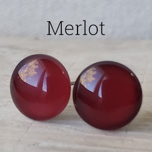 Merlot Stud Earrings, Titanium Posts, Hypoallergenic Studs, Sensitive Ears, 3 Sizes Available