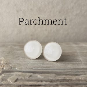 Parchment White Stud Earrings, Titanium Posts, Hypoallergenic Studs, Sensitive Ears, Three Sizes Available, White Handmade Earrings