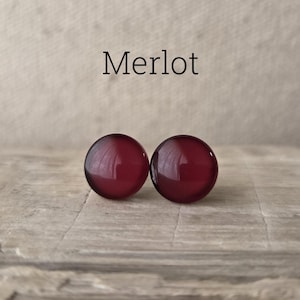 Merlot Stud Earrings, Titanium Posts, Hypoallergenic Studs, Sensitive Ears, 3 Sizes Available