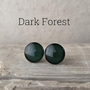 Dark Forest Stud Earrings, Titanium Posts, Hypoallergenic Studs, Sensitive Ears, 3 Sizes Available
