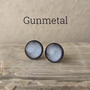 Gunmetal Shimmer Earrings, Titanium Posts, Sensitive Ears, Dark Gray Earrings, Hypoallergenic Studs