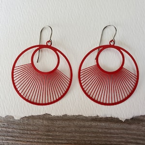 Radiating Rays, Metal Earrings, Titanium Hooks, Sensitive Ears, Hypoallergenic, Delicate Laser Cut Design, Four Color Choices