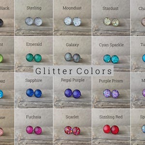 Build Your Own Custom Earring Set, Glitter Studs Gift Box 4 Pair Set, Titanium Posts, Hypollergenic, Sensitive Ears image 5