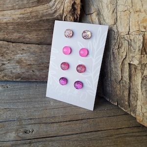 PINK / Pretty In Pink Collection, Titanium Posts, Sensitive Ears, Hypoallergenic, Custom Earrings Gift Set