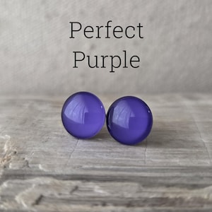 Perfect Purple Stud Earrings, Titanium Posts, Hypoallergenic Studs, Sensitive Ears, 3 Sizes Available