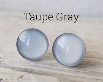 Taupe Gray Stud Earrings, Titanium Posts, Hypoallergenic Studs, Sensitive Ears, 3 Sizes Available