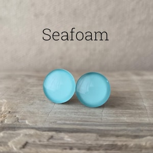 Seafoam Stud Earrings, Titanium Posts, Hypoallergenic Studs, Sensitive Ears, Three Sizes Available