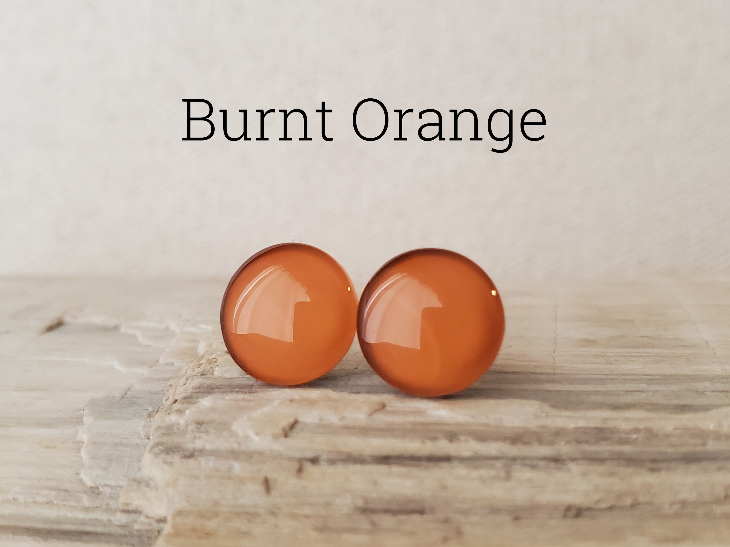 Burnt Orange Stud Earrings, Titanium Posts, Hypoallergenic Studs, Sensitive Ears, 3 Sizes Available