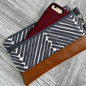 Cartera de pulsera, Monedero de pulsera para iPhone, Cartera de pulsera de cuero vegano, Cartera de mano, Cartera de pulsera grande, Cartera de pulsera para teléfono inteligente, Cartera de pulsera gris