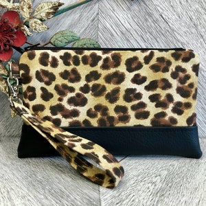 Cartera de pulsera, Cartera de pulsera de iPhone, Pulsera de cuero vegano, Cartera de mano, Pulsera de leopardo, Pulsera de smartphone, Pulsera de Samsung