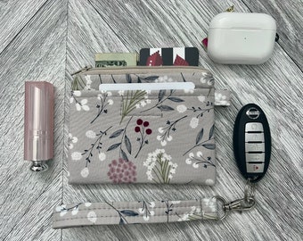 ID Wristlet Wallet, Badge Holder, Wristlet Pouch, Zippered Pouch, ID Holder, Mini Wristlet, Coin Purse, Keychain Wallet, Capsule Wardrobe