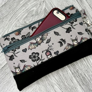 Fledermäuse Armband mit Reißverschluss, Iphone Reißverschluss, Vegan Leder Armband, IPhone Hülle