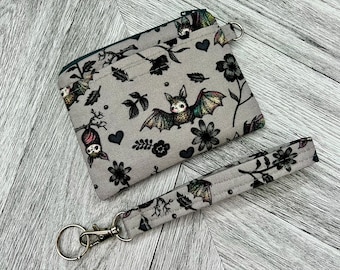 Bat Print ID Case: Wristlet Wallet, Badge Holder