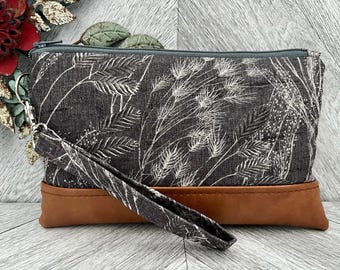 Floral Wristlet Wallet: Vegan Leather Clutch, iPhone Purse