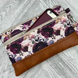 Cartera de pulsera, Monedero de pulsera para iPhone, Cartera de pulsera de piel vegana, Cartera de mano, Cartera de pulsera con estampado floral, Cartera de pulsera para estadio, Bolso de noche