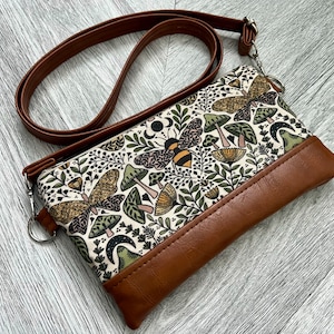 Carteira de pulso, bolsa transversal, bolsa de pulso para iPhone, bolsa de couro vegano, bolsa transversal, bolsa de pulso Bees, bolsa de pulso Stadium