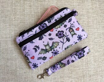 Bats Wristlet Wallet:  iPhone Clutch, Small Purse