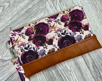 Handgelenktasche, Iphone Wristlet Geldbörse, Vegan Leder Wristlet, Wristlet Clutch, Floral Wristlet, Stadium Wristlet, Abendtasche