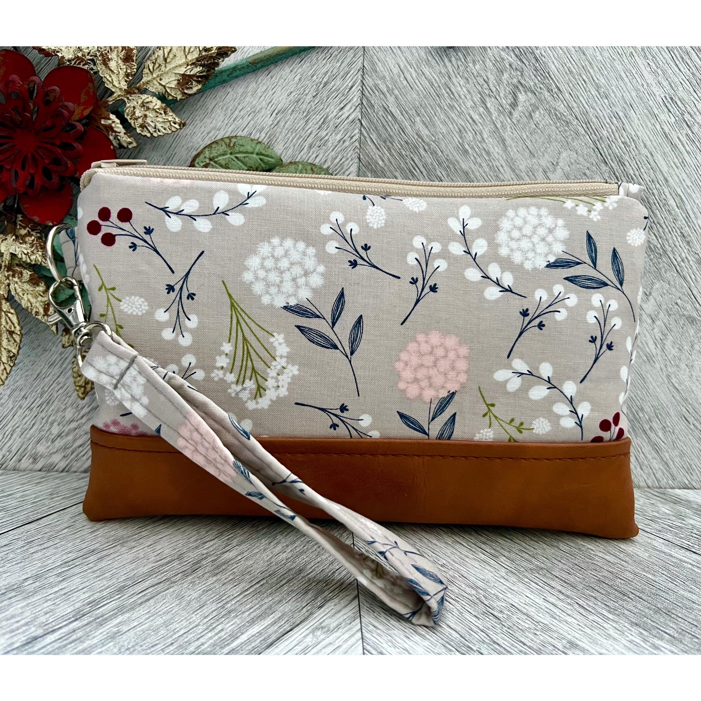 Floral Wristlet Wallet: Vegan Leather Clutch, iPhone Purse