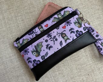 Bat Wristlet Wallet: Vegan Leather Clutch, IPhone Purse