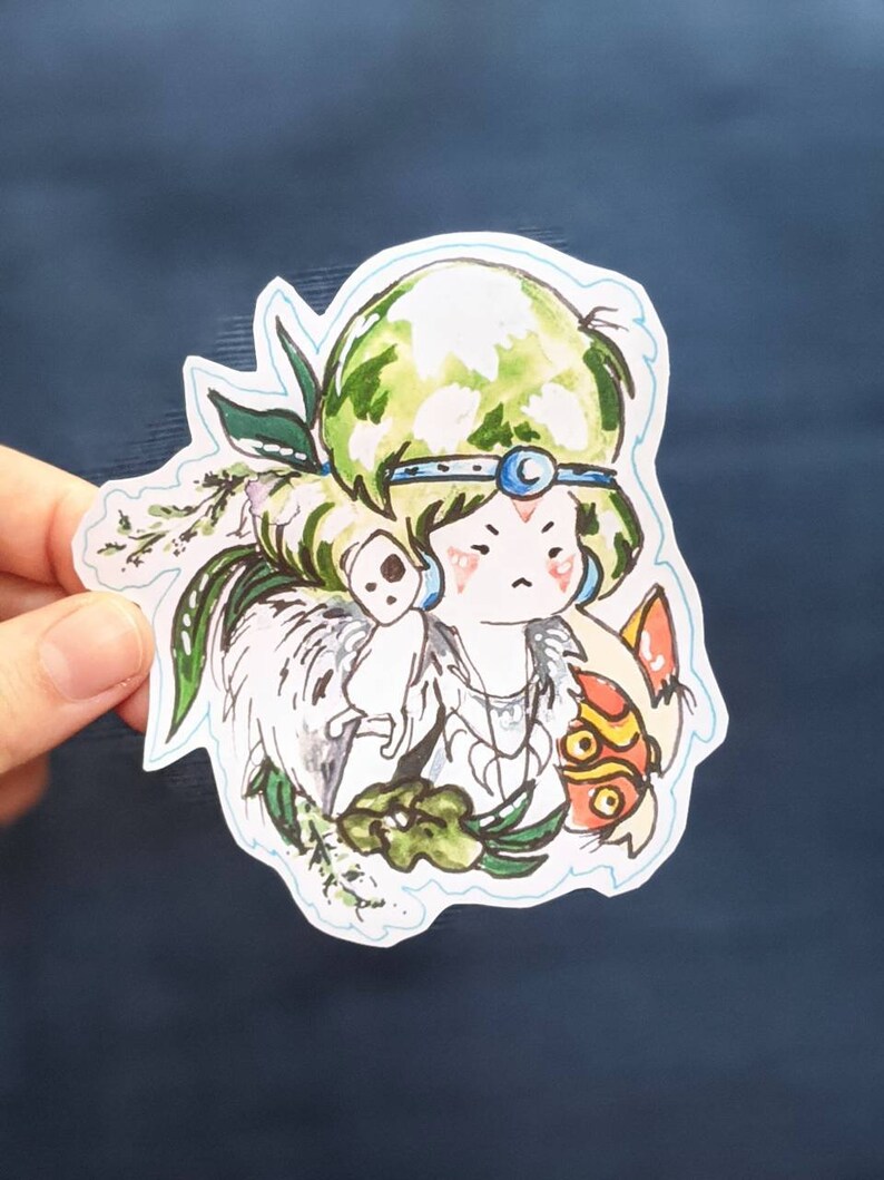 princess mononoke sticker anime studio ghibli handmade