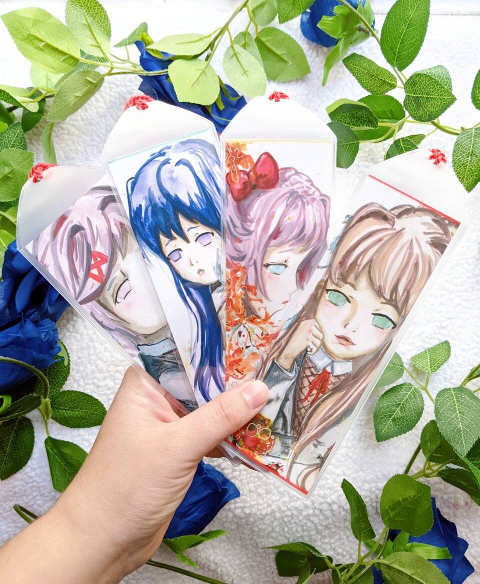Doki Doki Literature Club Bookmarks Fan Art Sayori Monika Yuri Etsy