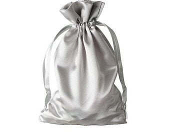 Extra Extra Large 12 « x 15 » Sac cadeau en satin argenté, Sac cadeau de mariage, Sac cadeau de fête des mères, Sac cadeau pour bébé