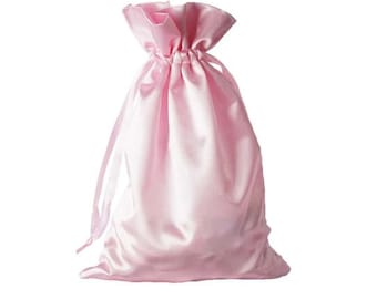 Extra Extra Large 12" x 15" Pink Satin Gift Bag, Wedding Gift Bag, Mother Day Gift Bag, Baby Gift Bag, Birthday Gift Bag, Wig Bag