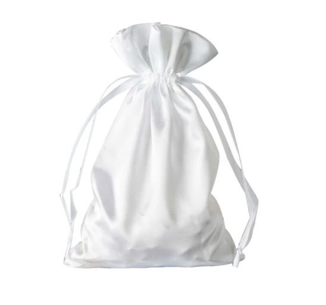 Large White Satin Gift Bag Etsy
