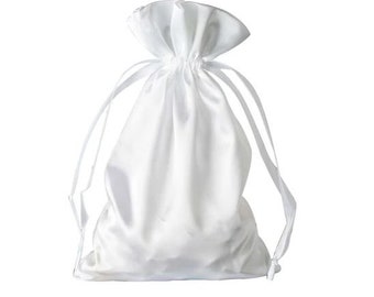 Extra Extra Große 12" x 15" weiße Satin-Geschenktasche, Hochzeitsgeschenktasche, Muttertag Geschenktasche, Baby-Geschenk-Tasche