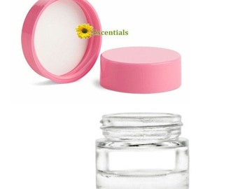 Clear .25 Glass Jar with Pink Top - 10 Pack