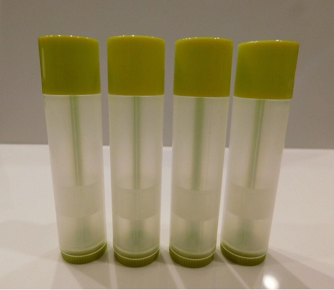 Natural Lip Balm Tube w/ Lime Green Cap and Turn 10 Pack Etsy