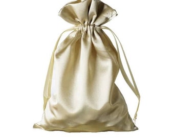 Large 6" x 9" Champagne Satin Gift Bag, Wedding Gift Bag, Mother Day Gift Bag, Baby Gift Bag