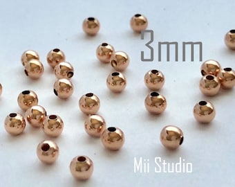 50 Stück 3mm rose gold filled runde nahtlose Perlen Spacer S03rg