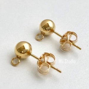 14k Gold Filled 5mm Ball Bead Earring Posts Ear Post with Butterfly Earring Backing 4pcs 10pcs E72g