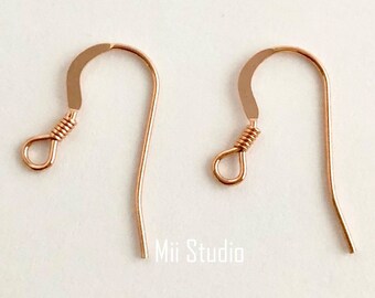 14k rose gold filled french hook flatten wire with coil earring ear wire 10pcs 20pcs  E49rg