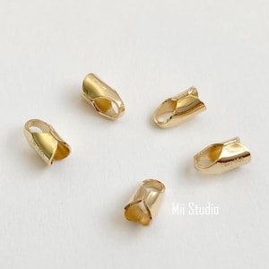 3mm 14k Gold Filled Leather Cord Cap Crimp Tube Round End Cap 10pcs T15g